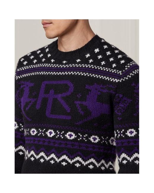 Ralph Lauren Purple Label Blue Ralph Lauren Hand-knit Patterned Cashmere Sweater for men
