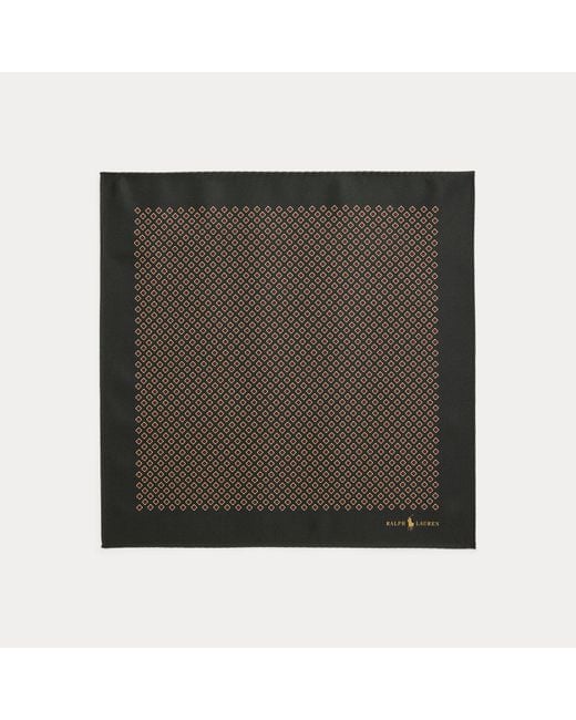 Ralph Lauren Black Neat Silk Twill Pocket Square for men