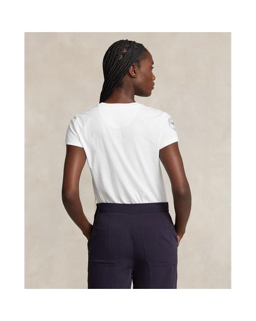 Polo Ralph Lauren White Grafik-T-Shirt Wimbledon aus Jersey