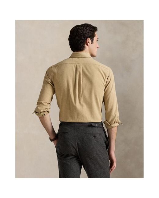 Camicia in twill tecnico Custom-Fit di Polo Ralph Lauren in Natural da Uomo