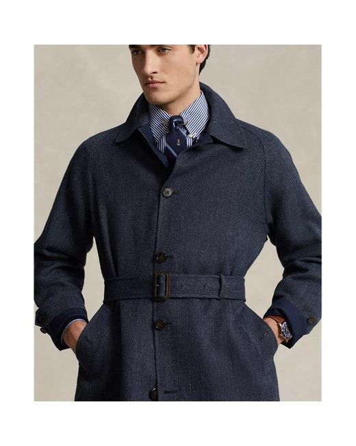 Polo Ralph Lauren Blue Reversible Tweed-poplin Balmacaan Coat for men
