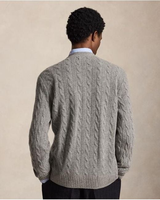 Polo Ralph Lauren Gray Cable-Knit Wool-Cashmere Cardigan for men
