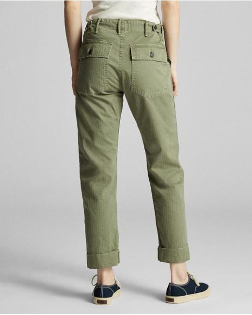 RRL Green Cotton Utility Trouser