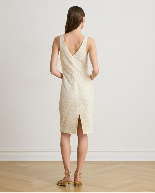 Ralph Lauren Natural Lace Sleeveless Cocktail Dress