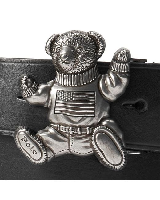 Polo Ralph Lauren Black Ralph Lauren Polo Bear Leather Belt for men