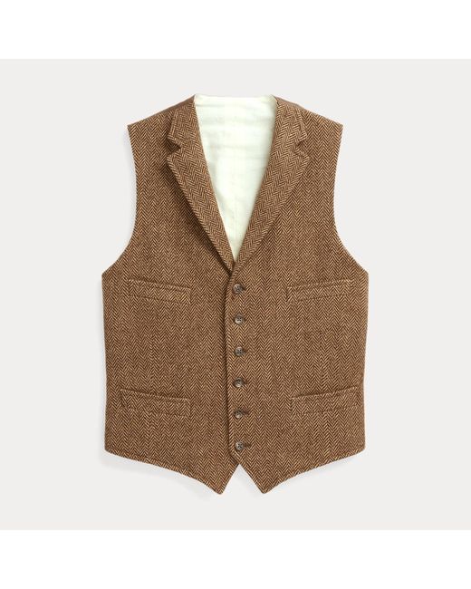 Polo Ralph Lauren Brown Wool Herringbone Waistcoat for men