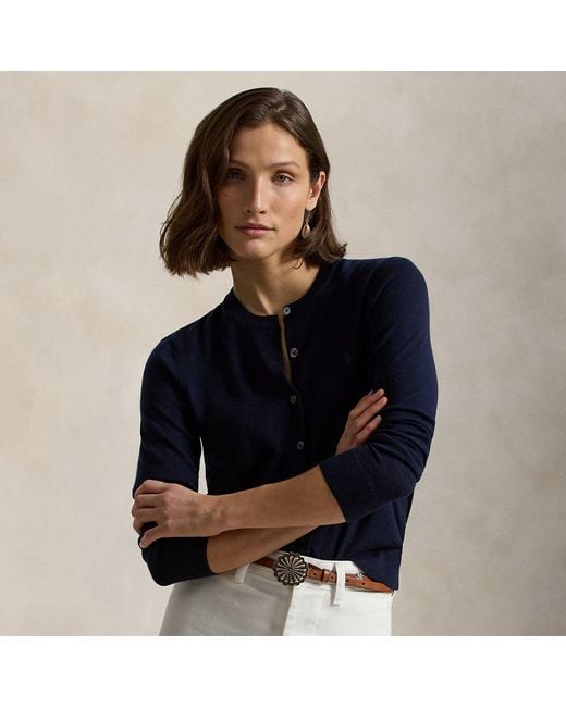 Polo Ralph Lauren Blue Wool Crewneck Cardigan