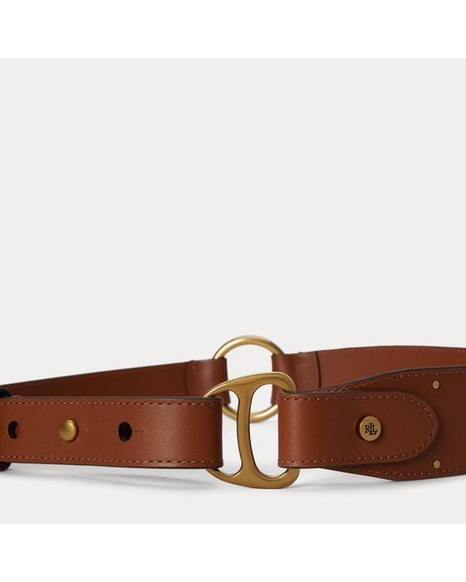 Ralph Lauren Brown Equestrian D-Ring Studded Leather Belt