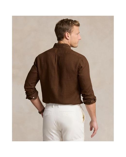 Polo Ralph Lauren Slim Fit Linnen Overhemd in het Brown voor heren