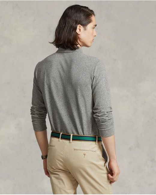 Polo Ralph Lauren Custom-Slim Langarm-Polo in Gray für Herren