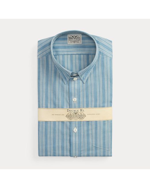 RRL Gray Slim Fit Striped Shirt for men