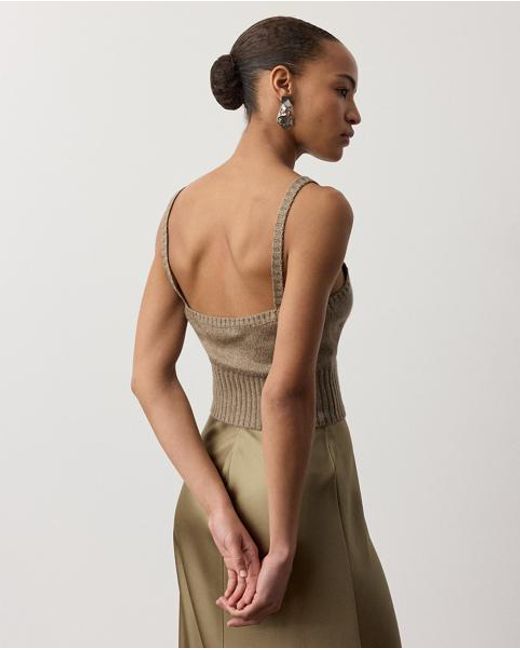 Ralph Lauren Brown Silk-Blend Mouliné Camisole Jumper
