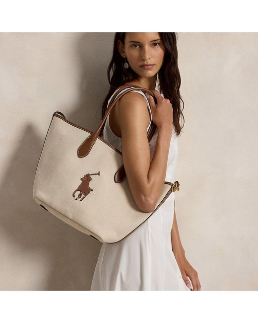 Polo Ralph Lauren Natural Bellport Canvas-Leather Medium Tote