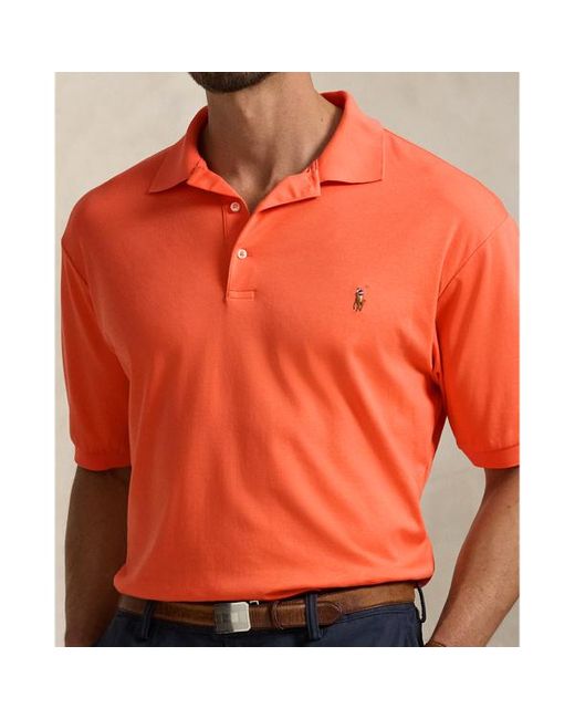 Taglie Plus - Polo in cotone morbido di Polo Ralph Lauren in Orange da Uomo