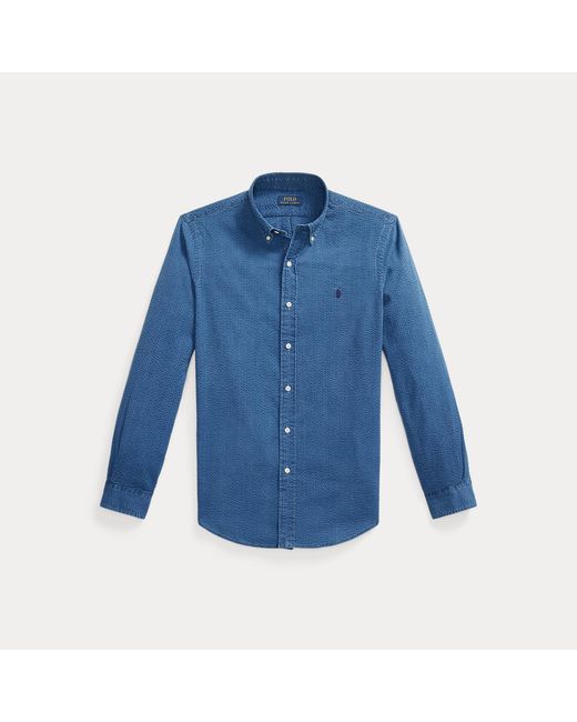 Polo Ralph Lauren Blue Custom Fit Seersucker Shirt for men