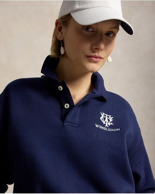 Polo Ralph Lauren Blue Wimbledon Fleece Polo Pullover