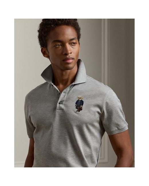 Ralph Lauren Custom Slim Polo Bear Pique Polo Shirt in Grey for Men Lyst UK