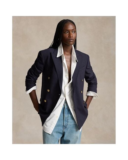 Blazer a doppio petto in misto lana di Polo Ralph Lauren in Blue