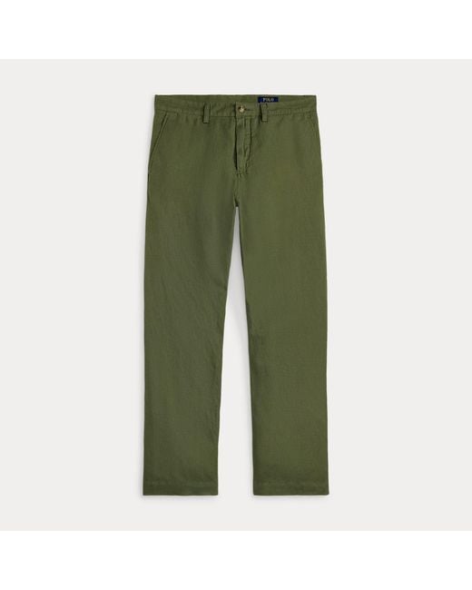 Polo Ralph Lauren Green Bedford Classic Fit Linen-Cotton Trouser for men