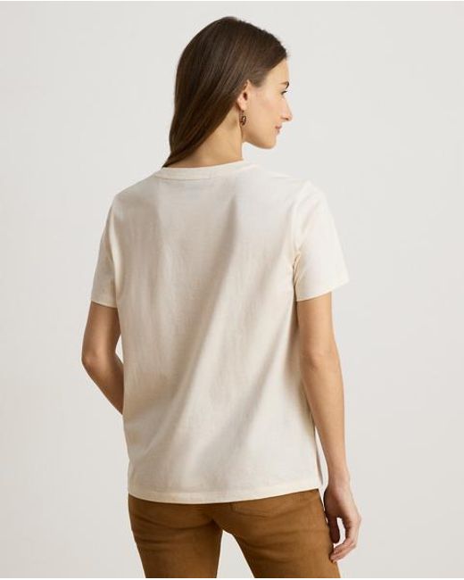 Ralph Lauren Natural Embroidered-Logo Cotton Jersey T-Shirt