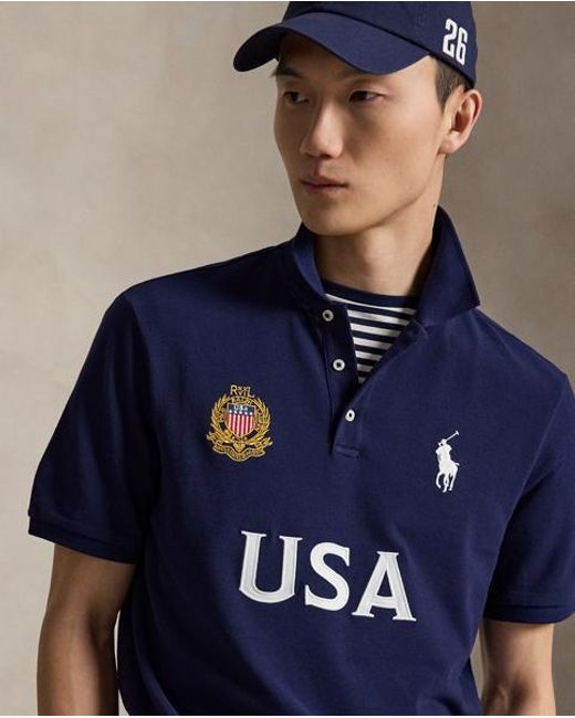 Polo Ralph Lauren Blue Classic Fit Usa Polo Shirt for men