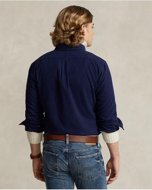 Polo Ralph Lauren Blue Custom Fit Brushed Flannel Shirt for men