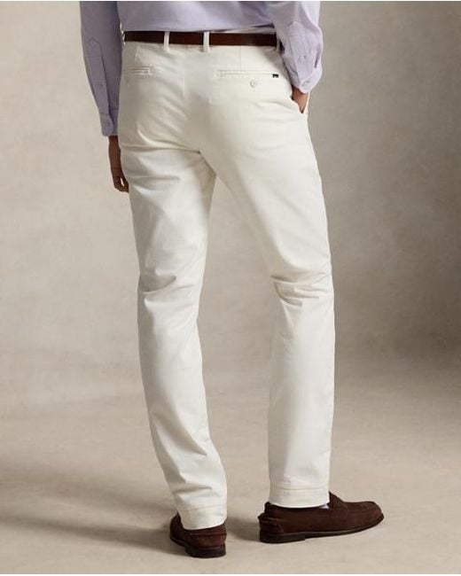 Ralph Lauren White Jarrett Slim Fit Sateen Trouser for men