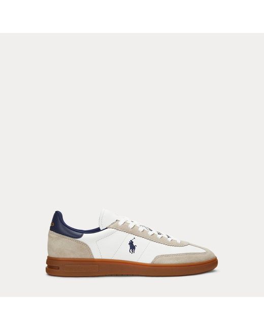 Polo Ralph Lauren White Bedford Leather-Suede Trainer for men