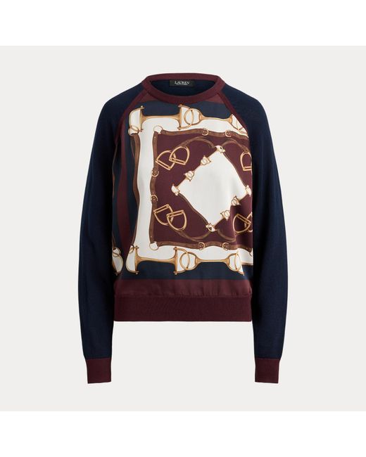 Ralph Lauren Black Equestrian-Print Cotton-Blend Sweater