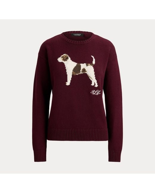 Ralph Lauren Purple Intarsia-Knit Cotton Jumper