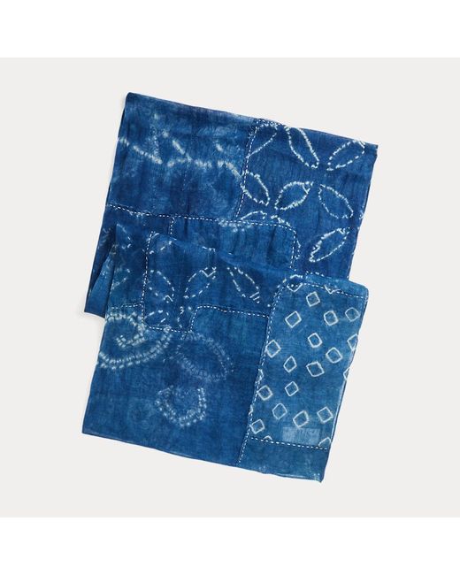 Polo Ralph Lauren Blue Patchwork Linen Scarf for men