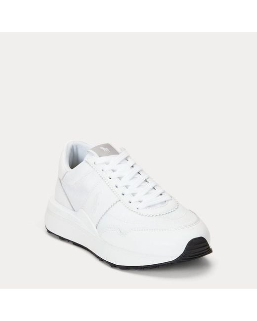 Polo Ralph Lauren Train 89 Sneaker Van Leer En Oxford in het White