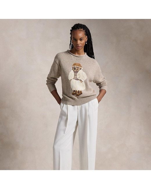 VTG Polo Ralph Lauren Women’s Cotton Rolled Neck Sweater – Tan, XL