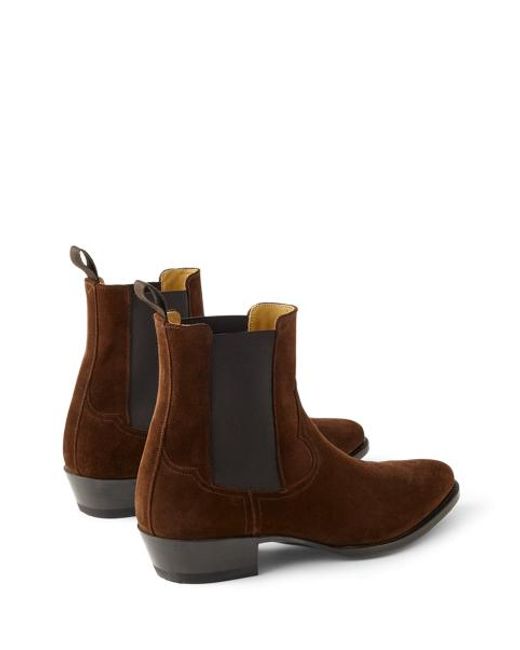 Ralph Lauren Brown Ralph Lauren Calf-Suede Chelsea Western Boot for men