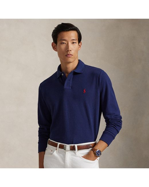 Polo Ralph Lauren Blue Custom Slim Fit Mesh Polo Shirt for men