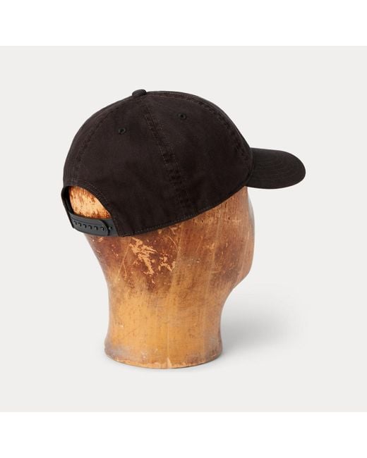 RRL Black Winged-logo Twill Ball Cap for men