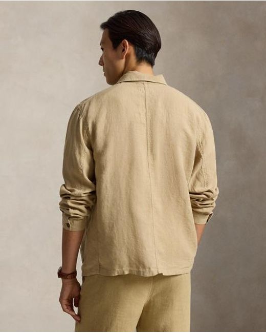 Ralph Lauren Brown Linen Utility Jacket for men