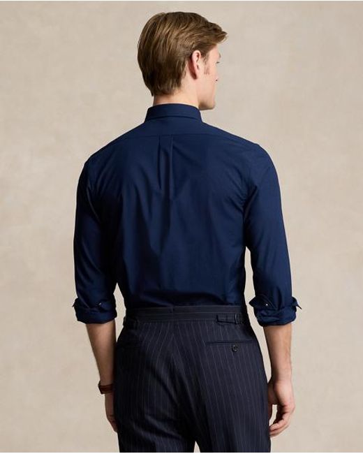 Polo Ralph Lauren Blue Slim Fit Stretch Poplin Shirt for men