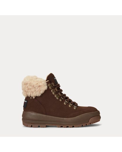 Polo Ralph Lauren Brown Shearling-trim Suede Hiking Boot