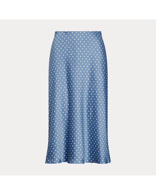 Falda midi de charmeuse de raso Lauren by Ralph Lauren de color Blue