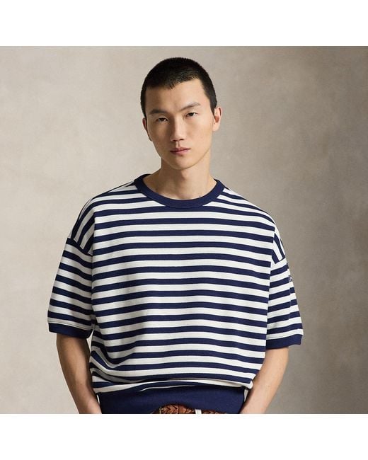 Polo Ralph Lauren Blue Relaxed Fit Striped Fleece Sweatshirt for men