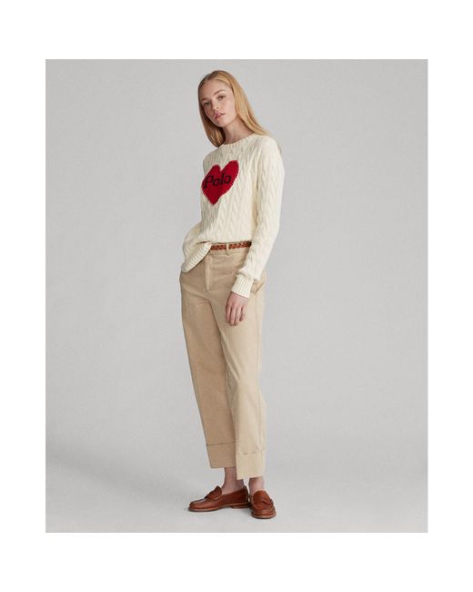 Polo Ralph Lauren Polo-heart Cable-knit Jumper in Red | Lyst