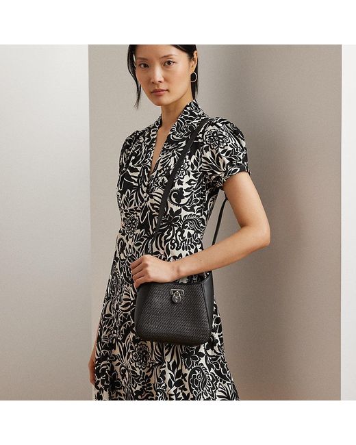 Borsa a spalla Tanner piccola in rafia di Ralph Lauren in Gray