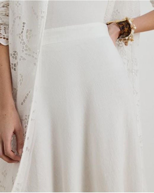 Ralph Lauren White Linen A-Line Midi Skirt