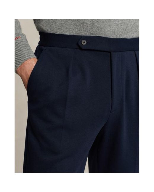 Pantaloni a maglia doppia con pieghe di Polo Ralph Lauren in Blue da Uomo