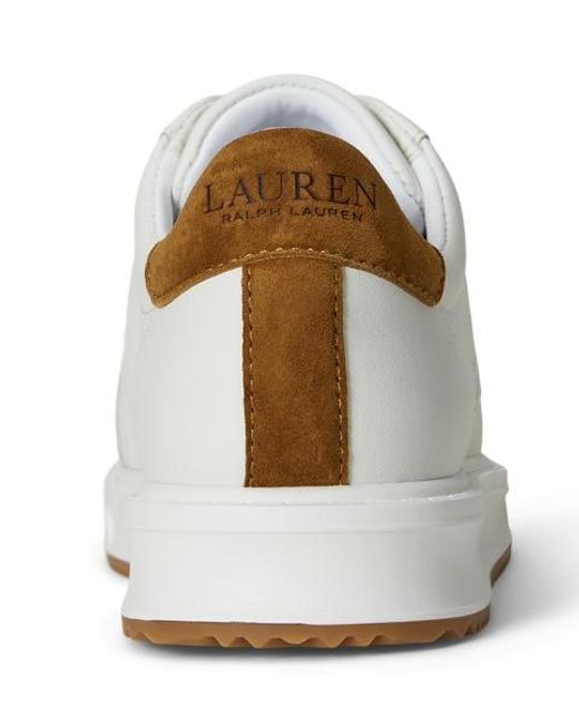 Ralph Lauren Ainsley Sneaker Van Leer En Suède in het White