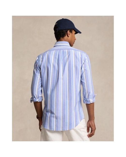 Camisa oxford de rayas Custom Fit Polo Ralph Lauren de hombre de color Blue