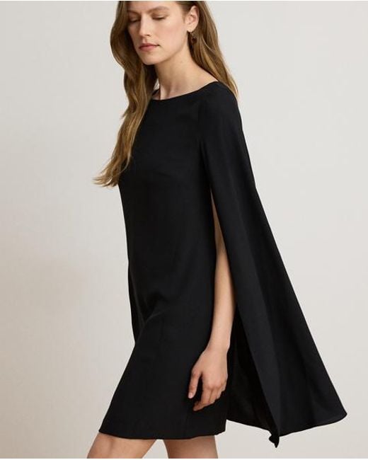 Ralph Lauren Black Cape Georgette Cocktail Dress