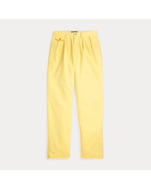 Polo Ralph Lauren Yellow Whitman Relaxed Fit Pleated Chino Trouse for men