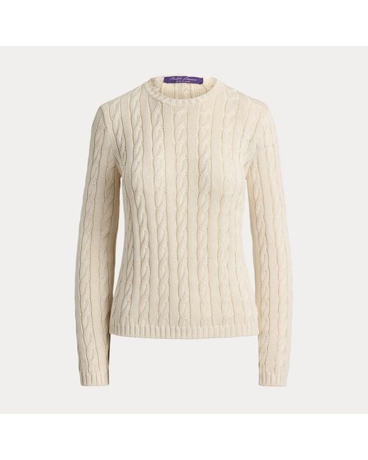 Ralph Lauren Natural Cable-Knit Silk-Blend Crewneck Jumper